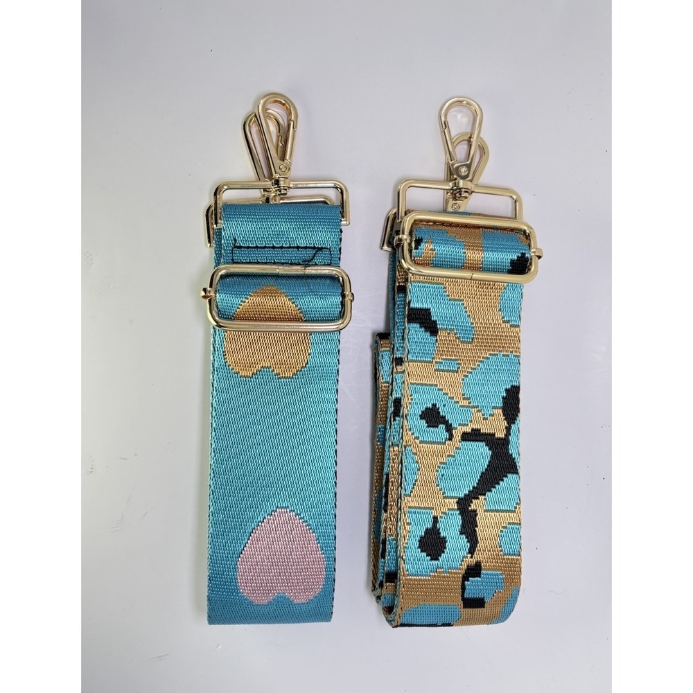 Sky Blue Pair Adjustable Replacement Purse Crossbody Strap w/Gold Hardware
